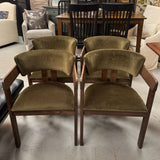 SET/4 Arhaus Rodin Vance Olive Arm Chairs 22x22x29.25