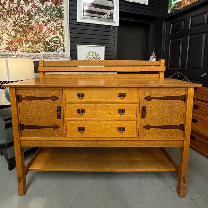 Warren Hile Arts & Crafts Oak Sideboard Early 20th C 60x21.5x26.5