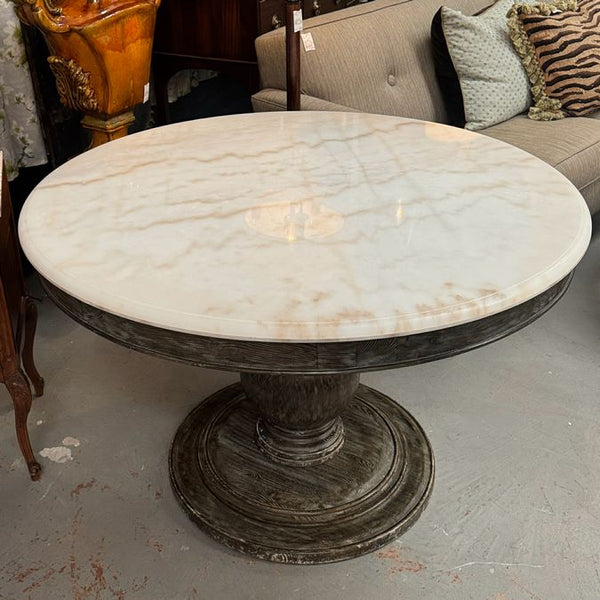 Arhaus Luca Dining Table W/Marble Top 48" Dia x 31"H