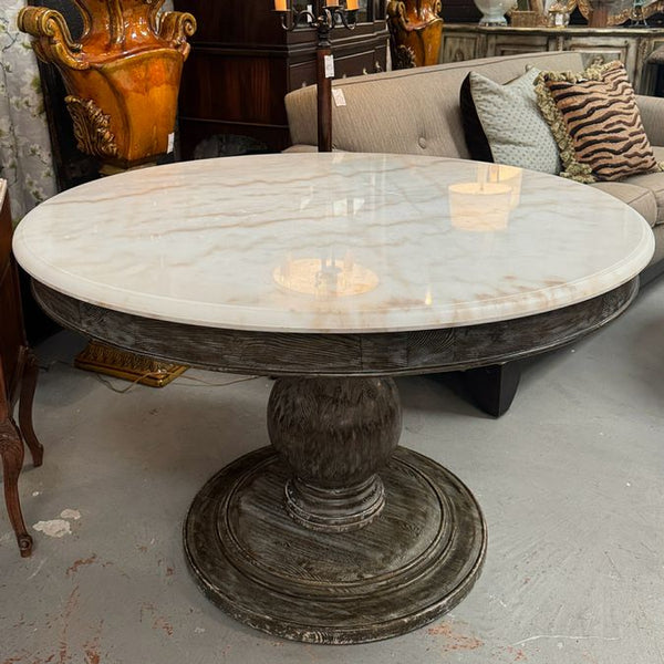 Arhaus Luca Dining Table W/Marble Top 48" Dia x 31"H