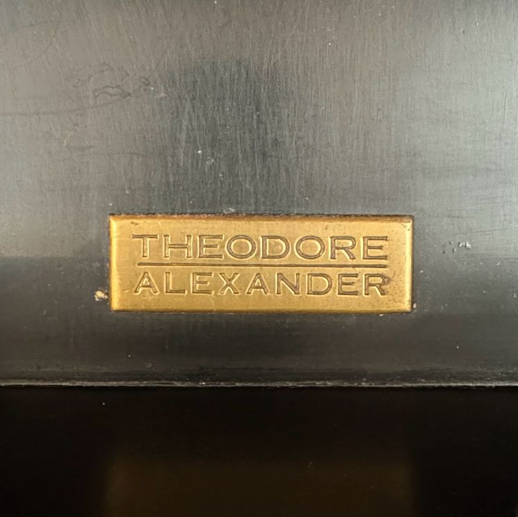 PAIR Theodore Alexander Eglomise Gilt & Silver Chests 33x19x35.5