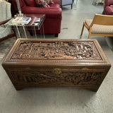 Early 19thC Chinese Carved Camphor Chest by The Original Majestic Co. Hong Kong