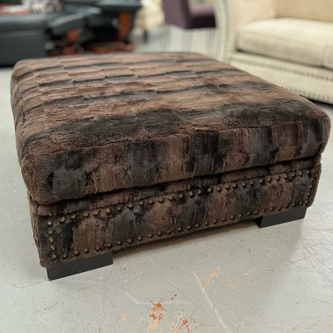 Robert Michael Velvet Ottoman W/Nailhead Trim 40x40x18