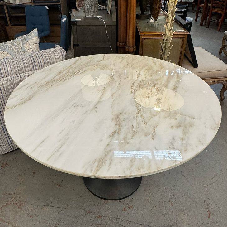 Gabby Cortez White Marble Top/Metal Base Tulip Table 48" DiaX31.5"H