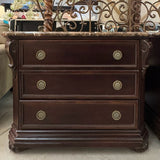 PAIR Bernhardt 3-Drw Nightstands W/Marble Tops 42x19.5x33