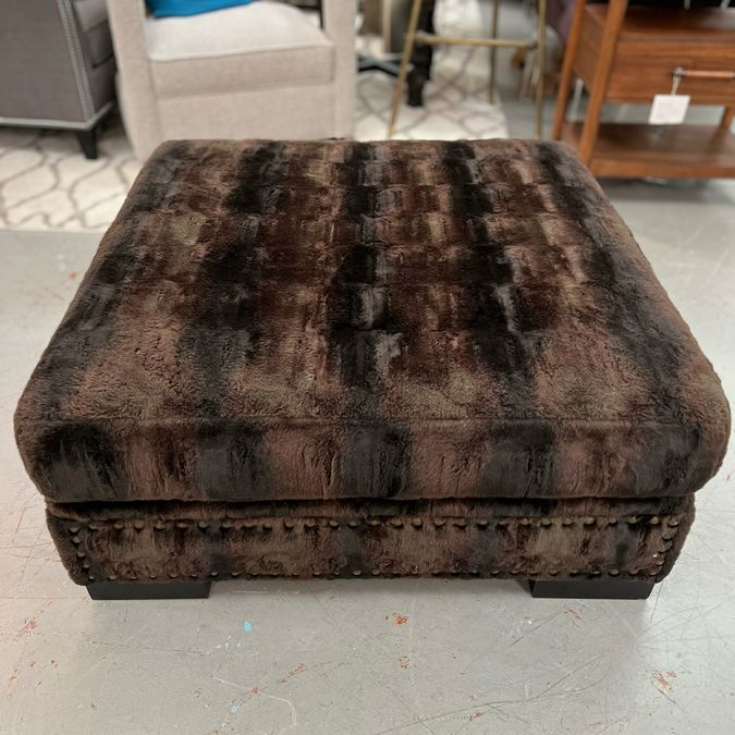 Robert Michael Velvet Ottoman W/Nailhead Trim 40x40x18