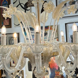 Vintage 18-Light Italian Murano Glass Chandelier 50"Dx69/96"H