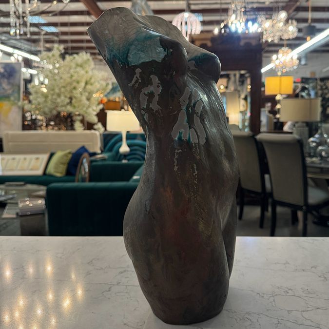 Signed Nude Raku Sculpture by Martin 17"H