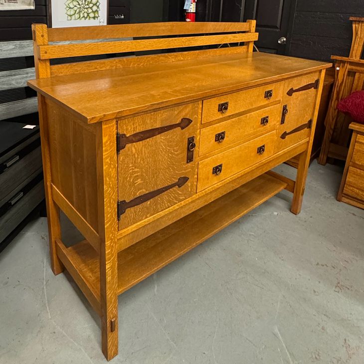 Warren Hile Arts & Crafts Oak Sideboard Early 20th C 60x21.5x26.5