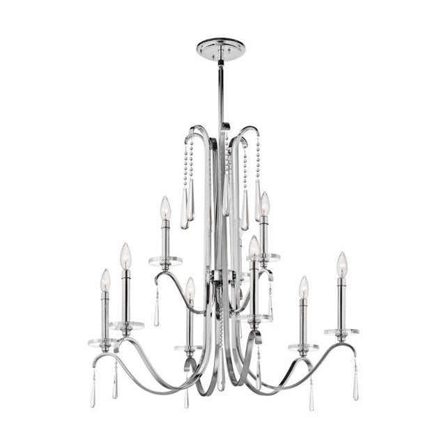 Kichler 43289 9-Lt Chrome & Crystal Chandelier 34x34x42