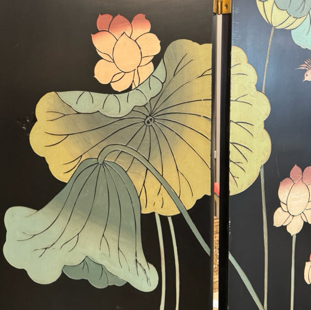 Vintage 4-Panel Asian Double-Sided Screen 64x72