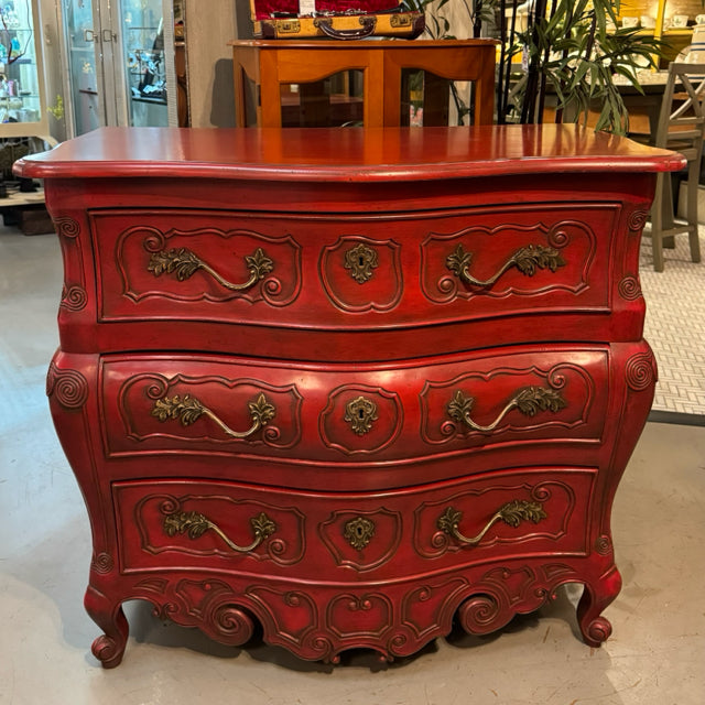 Meubles-Richelieu Red French Chinoiserie Bombay Chest W/3 Keys 40x24.5x36 FINAL
