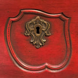 Meubles-Richelieu Red French Chinoiserie Bombay Chest W/3 Keys 40x24.5x36 FINAL