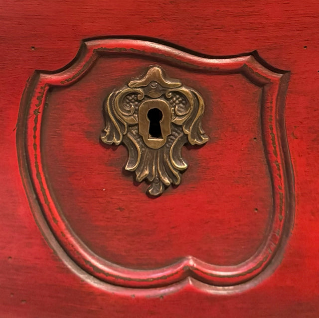 Meubles-Richelieu Red French Chinoiserie Bombay Chest W/3 Keys 40x24.5x36 FINAL