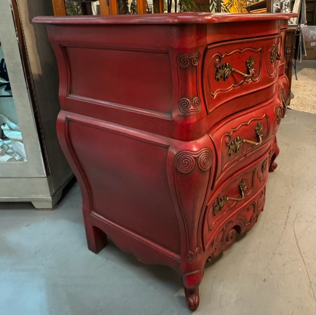 Meubles-Richelieu Red French Chinoiserie Bombay Chest W/3 Keys 40x24.5x36 FINAL