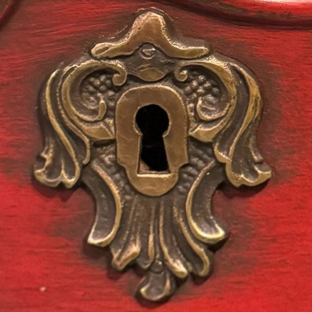 Meubles-Richelieu Red French Chinoiserie Bombay Chest W/3 Keys 40x24.5x36 FINAL