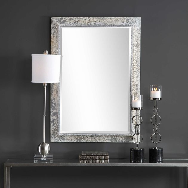 Uttermost 09566 Raffi Antiqued Aged Silver Mirror 30WX42HX2D