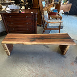 Custom Wood Bench W/ Black Resin Inlay 60x14x18