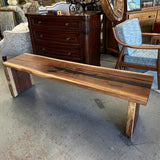 Custom Wood Bench W/ Black Resin Inlay 60x14x18 SPECIAL SALE!