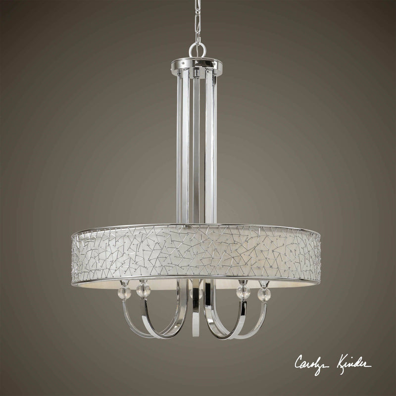 Uttermost 21233 5 Lt Nickel Brandon Chandelier 44HX36D NEW