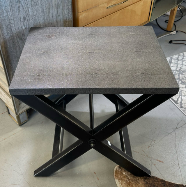 Andrew Martin Faux Shagreen Side Table 23 3/4x17 3/4x24