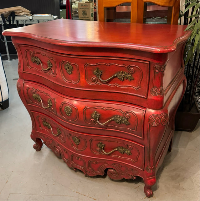 Meubles-Richelieu Red French Chinoiserie Bombay Chest W/3 Keys 40x24.5x36 FINAL