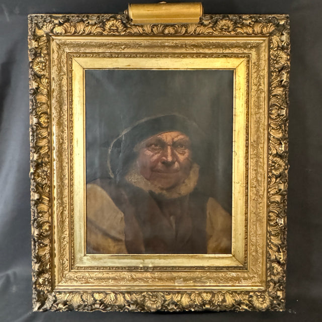 1800's Unsigned Dutch Fisherman Portrait 26x31 AS IS REPAIRED