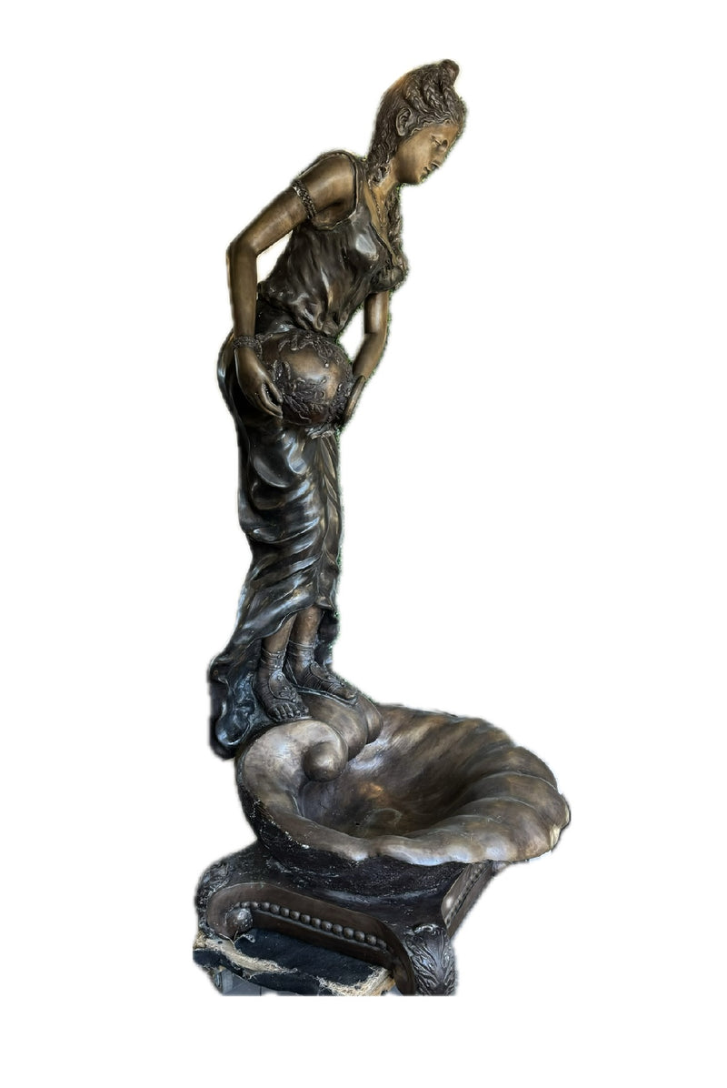 Awesome "Girl On Shell" Bronze Fountain 83Hx38Wx34D