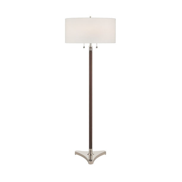 Visual Comfort Wood & Polished Nickel Floor Lamp 58"H