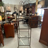 Hand Forged Iron & Glass 4-Tiered Etagere 22x22x78